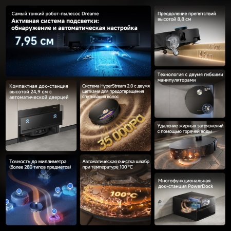 Робот-пылесос Dreame Vacuum Robot X60 Master Black + Беспроводной вертикальный пылесос Dreame Cordless Vacuum Cleaner Z20 Essential